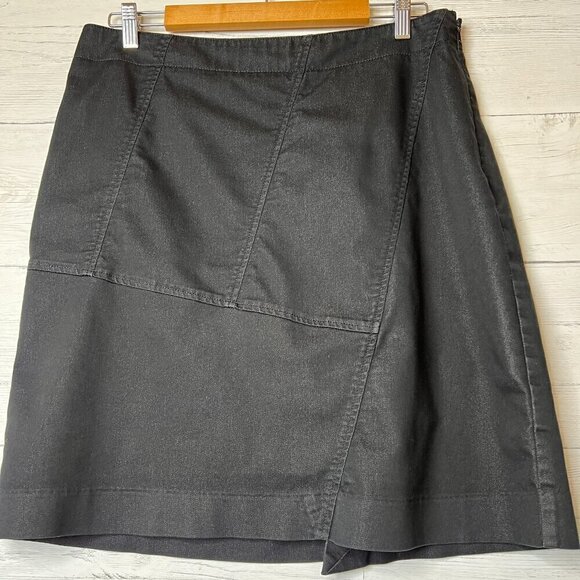 Nic + Zoe Skirt Womens Size 12 Black Asymmetric Geometric Seam Mini Cotton - Picture 6 of 16